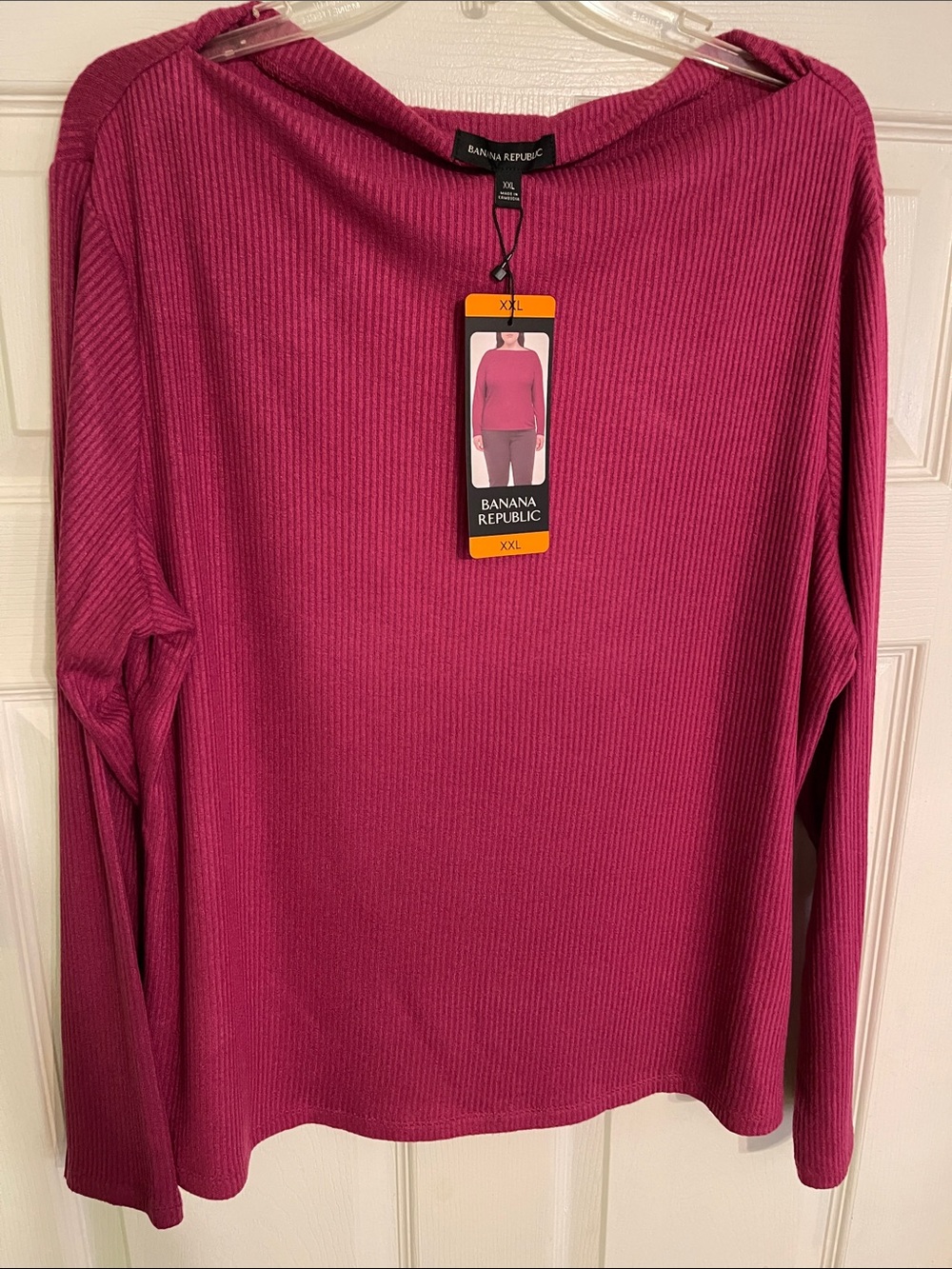 Banana Republic Ribbed Long-Sleeve Top in Berry Plum